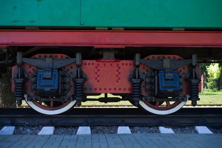 Detail of wheels of a vintage steam train locomotive - imageの写真素材