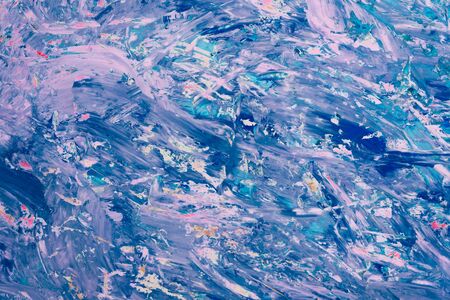 Original acrylic abstract painting in blues and white representing movement of waves. Painted by the...