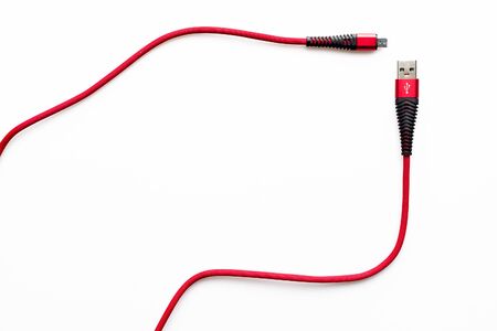 Red wire USB micro BM. Charging and connection cable - image