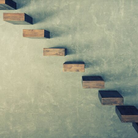 Element Cantilevered dark wooden staircase . Minimalism styleの写真素材