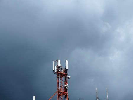 Telecommunication tower with copy space.Digital wireless connection system.Development of...