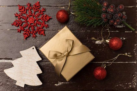 Christmas composition. Christmas gifts, Flat lay, top view.