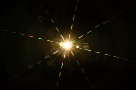 Abstract sun flare. The lens flare is subject to digital correction.の写真素材
