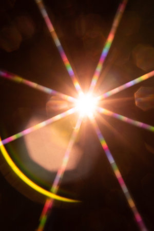 Abstract sun flare. The lens flare is subject to digital correction.の写真素材