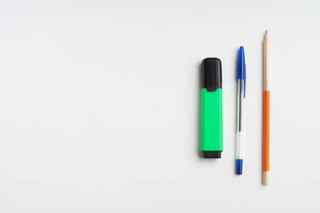 Graphic pencil, ballpoint pen and permanent marker on white backgroundの写真素材