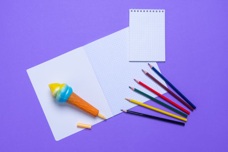 Back to school concept. School supplies and anti-stress.の写真素材