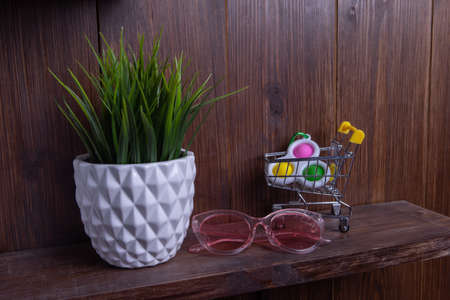 A trendy anti-stress toy for children and adults in the shopping basket on the shelf.の写真素材