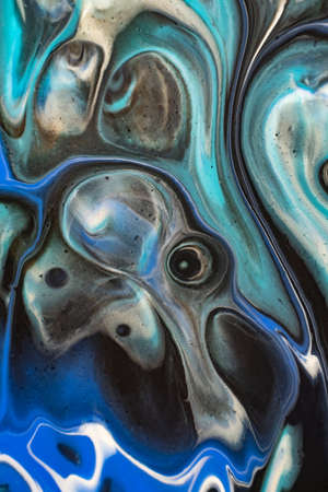 Blue with silver creative abstract hand painted background, marble texture, abstract ocean, acrylic...