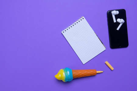 Back to school concept. School supplies and anti-stress.の写真素材