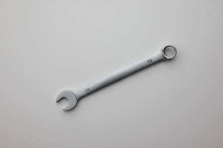 Combination wrench chrome vanadium isolated on white background