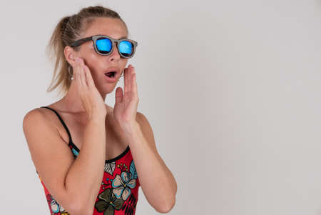 Young beautiful woman practicing yoga. Wellness concept. Calmness and relax, woman happiness.の写真素材