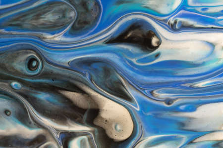 Blue with silver creative abstract hand painted background, marble texture, abstract ocean, acrylic...