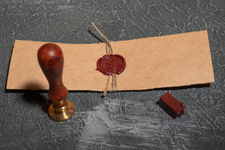 Notary's public pen and stamp on testament and last will. notary public tools