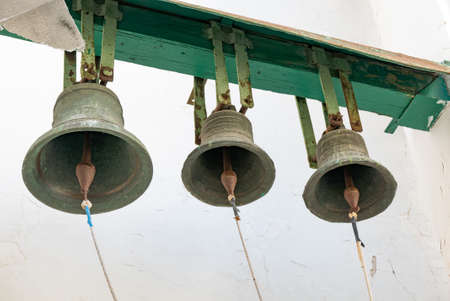 Cast-iron ancient bells of orthodox church, close up