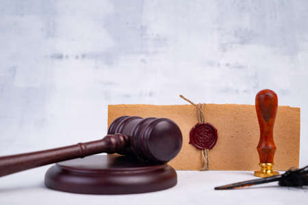 Notary's public pen and stamp on testament and last will. notary public toolsの写真素材