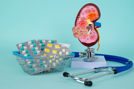 doctor nephrologist pointing a kidney mockup