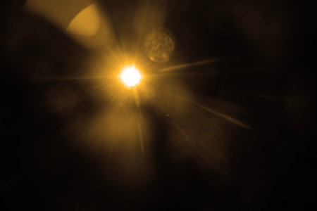 Abstract Natural Sun flare on the black