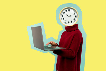 Contemporary Art Collage, Concept of time management.の写真素材