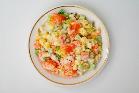 Fresh salad with smoked salmon.の写真素材