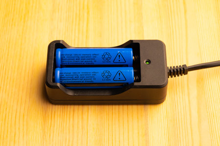 Li-ion batteries in the chargerの写真素材