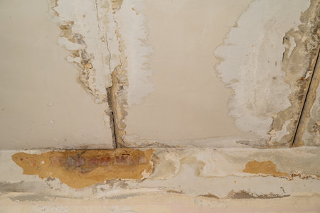 Damage ceiling from water pipelines leakage. housing problem conceptの写真素材