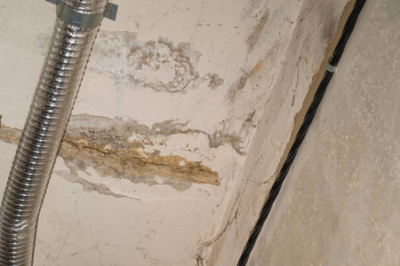 Damage ceiling from water pipelines leakage. housing problem conceptの写真素材