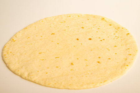 Corn tortillas on white background. Unleavened breadの写真素材
