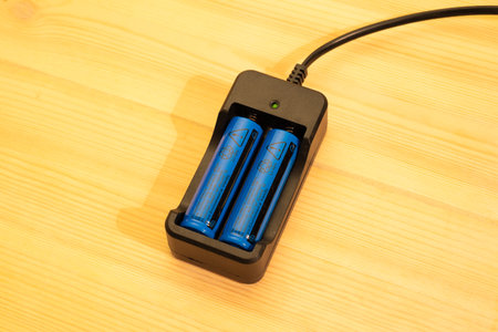 Li-ion batteries in the chargerの写真素材