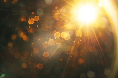 Abstract Natural Sun flare on the black.の写真素材