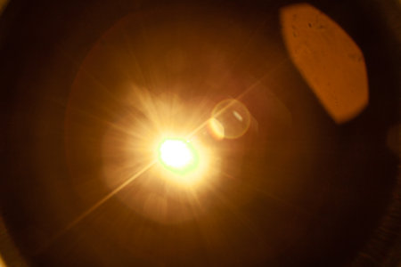 Sun flare on the black background