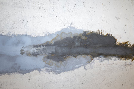 Flooding rainwater or floor heating systems, causing damage, peeling paint and mildewの写真素材