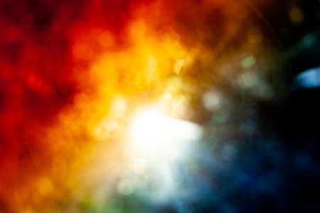 Sun flare on the black background
