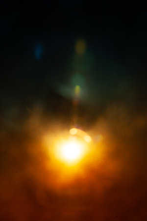 Sun flare on the black background