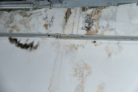 Damage ceiling from water pipelines leakage. Housing problem concept