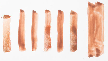 Set of watercolor brushstroke in the 2025 color of the year Mocha Mousse. Hand drawn textured template with elegant warm brown tone. Perfect for creating trendy graphic resourceの写真素材