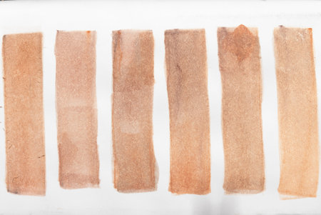 Set of watercolor brushstroke in the 2025 color of the year Mocha Mousse. Hand drawn textured template with elegant warm brown tone. Perfect for creating trendy graphic resourceの写真素材