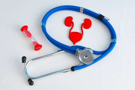 Healthcare and medical concept human kidney and hourglass. High quality photoの写真素材