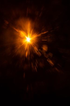 Abstract Natural Sun flare on the black