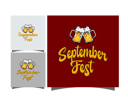 September Festival with Beer. vector illustration of a beer bottleのイラスト素材
