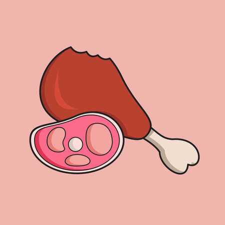 eat delicious chicken meatのイラスト素材