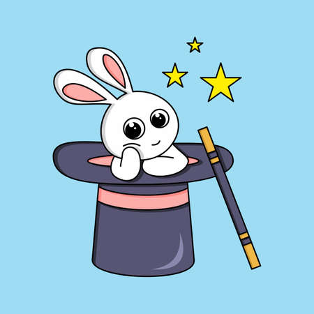 baby rabbit cute in a magic hatのイラスト素材