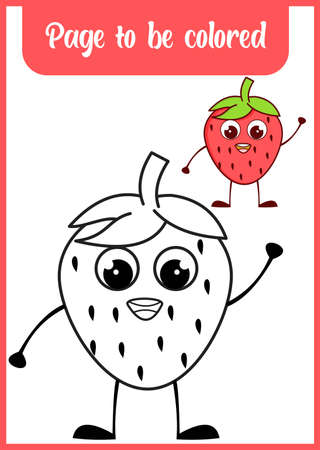 coloring page for kid . cute strawberryのイラスト素材