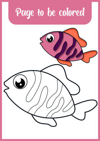 coloring book for kids cute fishのイラスト素材