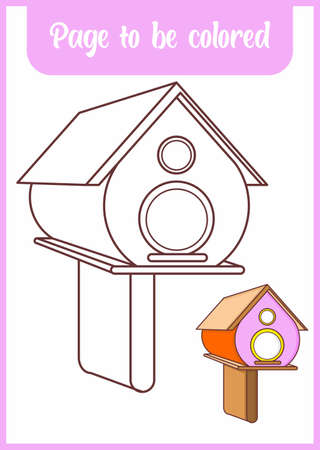 coloring book for kids . beautiful bird cageのイラスト素材