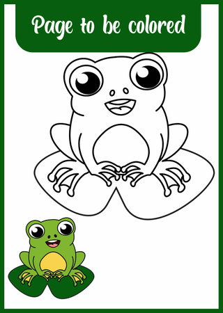 coloring book for kid. coloring cute frog.のイラスト素材