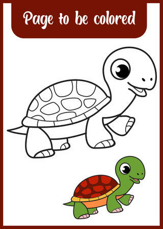 coloring book for kid. coloring cute turtle.のイラスト素材