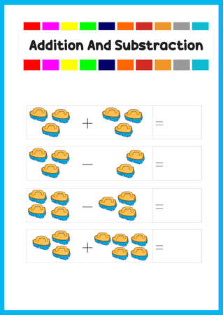 learn addition and subs traction for kids. count brushのイラスト素材