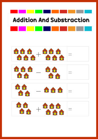 learning addition and subs traction for kids. learn how to count the object.のイラスト素材