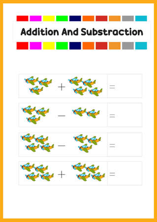 learning addition and subs traction for kids. learn how to count the object.のイラスト素材