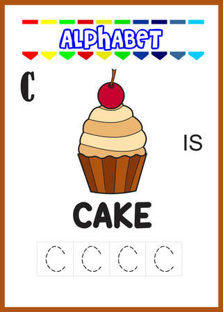 alphabet letter c is for cake. sweet cake.のイラスト素材